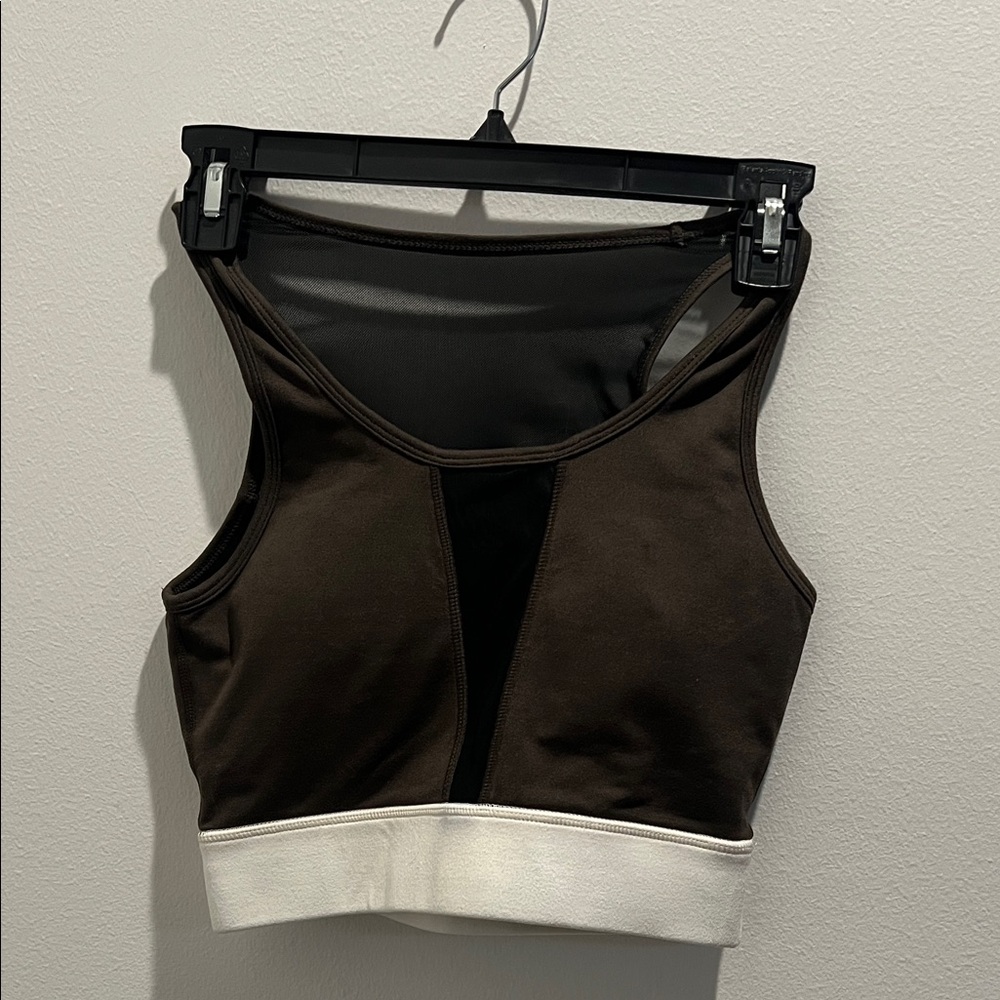 Brown and Black Women's Mesh Sports Bra